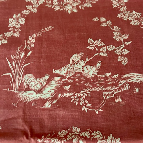 Pierre Deux Vintage Fabric Toile French Country scrap red pink faded - Picture 3 of 4